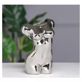 Ваза настольная "Муза", серебристая, керамика, 19 см