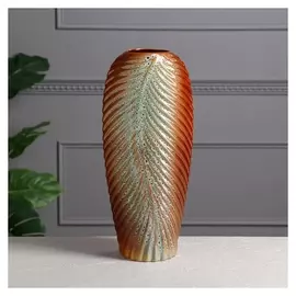 Ваза настольная "Перо", павлин, керамика, 38 см