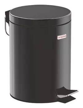 Ведро-контейнер для мусора с педалью "Classic", 5 литров, черное, глянцевое, металл