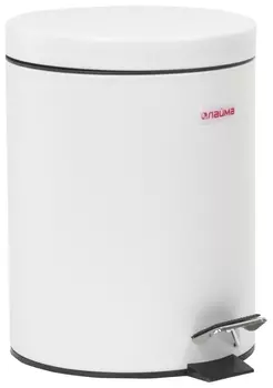 Ведро-контейнер для мусора (Урна) с педалью Laima "Classic", 5 л, белое, глянцевое, металл, со съемным внутренним ведром, 604947