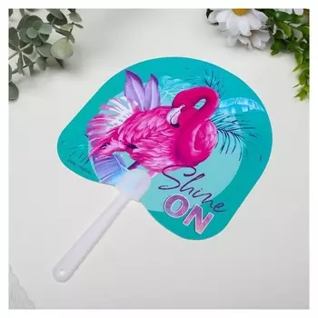 Веер-опахало "Фламинго - Shine On" 21х13 см