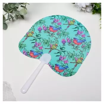 Веер-опахало "Птицы и цветы" 21х13 см