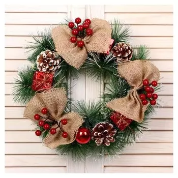 Венок новогодний D-30 см "Кантри стиль"