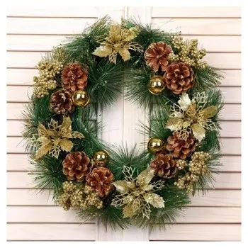 Венок новогодний D-30 см "Золотое сияние"