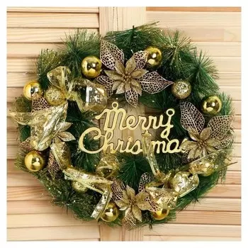 Венок новогодний D-40 см "Золотые бантики"