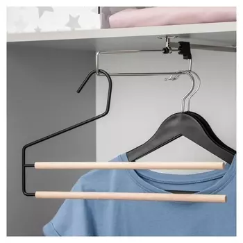 Вешалка для брюк и юбок Savanna Wood, 2 перекладины, 36×21,5×1,1 см, цвет чёрный