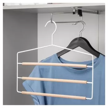 Вешалка для брюк и юбок Savanna Wood, 3 перекладины, 37×32×1,1 см, цвет белый