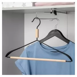 Вешалка для одежды с усиленными плечиками Savanna Wood, 42×22×3,2 см, цвет чёрный