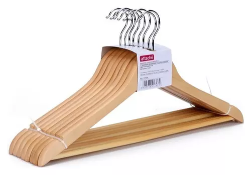 Вешалка Jas плечики Attache F6612n-8 перекладля выемки 8 шт/уп натур