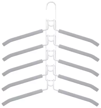 Вешалка-плечики трансформер, 5 плечиков, металл с покрытием, серые, Brabix, 607475