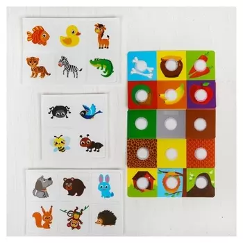 Весёлые липучки Умное лото Изучаем животных