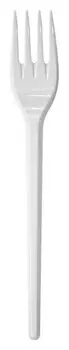 Вилка одноразовая, белая, ПС, 10шт/уп