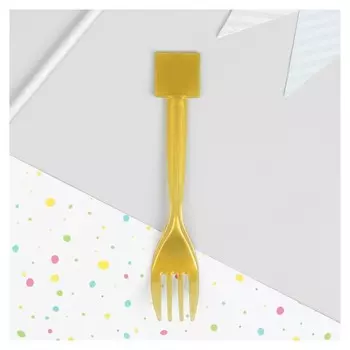 Вилка пластиковая, набор 10 шт., цвет золотой