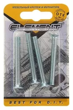 Винт мебельный Element, м6х50 мм, оцинкованный, с потайной головкой, на блистере 4 шт.