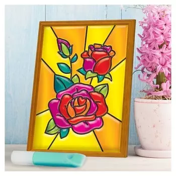 Витражная мини-картина "Розы" 10х15