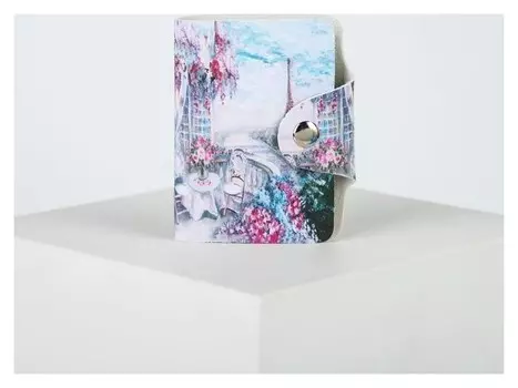 Визитница, 28 картхолдеров, на кнопке, цвет белый