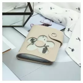 Визитница, 28 картхолдеров, на кнопке, цвет бежевый