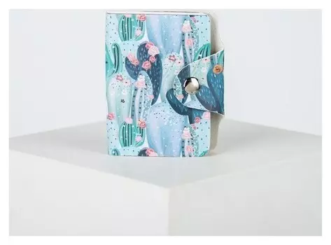 Визитница, 28 картхолдеров, на кнопке, цвет зелёный