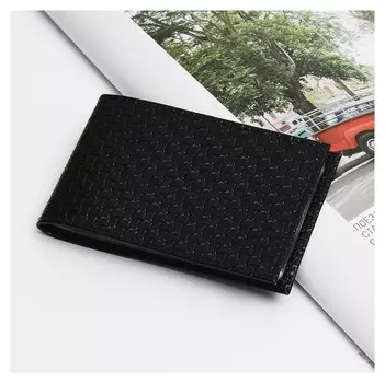 Визитница горизонтальная, 1 ряд, 20 листов, плетёнка, цвет чёрный