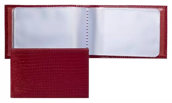 Визитница карманная 40 виз. Fabula V.30.kk.красный Reptile нат.кожа