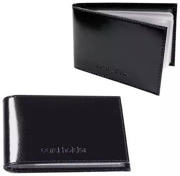 Визитница карманная Befler "Classic" на 40 визиток, натуральная кожа, тиснение, черная, к.5.-1