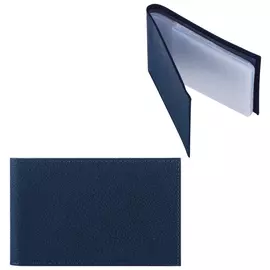 Визитница карманная Fabula "Largo" на 40 визиток, натуральная кожа, синяя