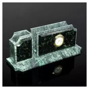 Визитница «Змеевик»: подставка для ручек, часы