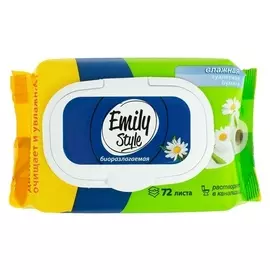 Влажная туалетная бумага Emily Style, растворяющаяся, с крышкой 72 шт