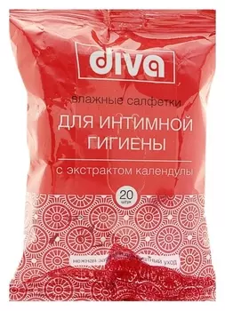 Влажные салфетки Diva календула для интимной гигиены, 20 шт.