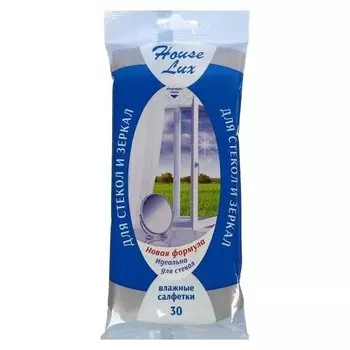 Влажные салфетки House Lux, для стекол и зеркал, 30 шт.
