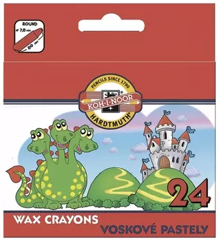 Восковые мелки 24 цвета Koh-i-noor "Дракончик", картонная упаковка с европодвесом, 8234/24, 8234024005ks
