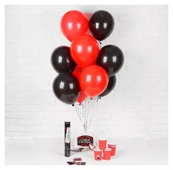 Воздушные шары "Девичник", стаканчики, хлопушка, наклейки, красный, 19 предметов в наборе