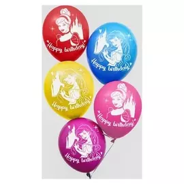 Воздушные шары, набор "Принцессы Happy Birthday", Disney (Набор 5 шт)