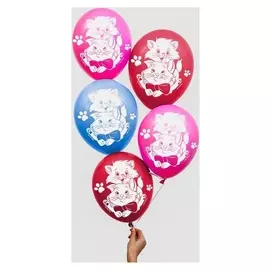 Воздушные шары "С днем рождения" кошечка мари с братиком (Набор 25 шт)