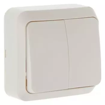 Выключатель Smartbuy "Юпитер", 10 А, 2 клавиши, наружный, белый