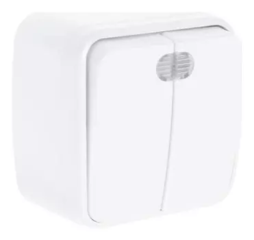 Выключатель TDM "Дача" народный, 10 А, Ip20, 2 клавиши, открытый с подсветкой, белый