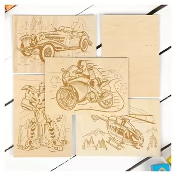 Выжигание. доски для выжигания 5 шт "Для мальчиков"