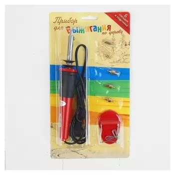 Выжигательный аппарат по дереву, набор: 6 насадок, подставка