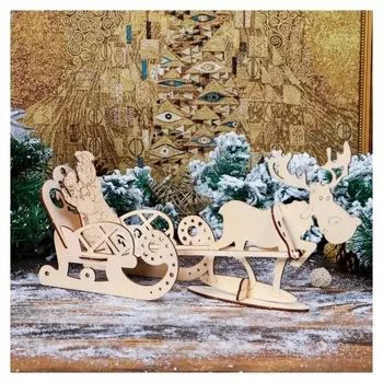 Заготовка для творчества "Дед мороз в санях"