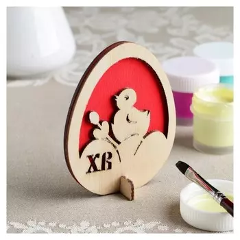 Заготовка для творчества "Яйцо. цыпленок" двойная, красная 9х7 см