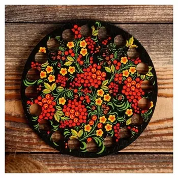 Заготовка для вязания "Хохлома", донышко фанера 3 мм, 10 см, D=9мм