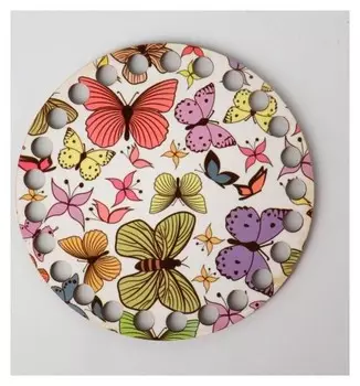 Заготовка для вязания "Круг бабочки", донышко фанера, размер 10 см