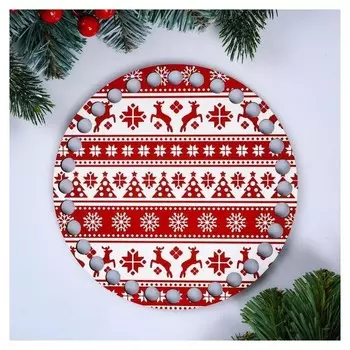 Заготовка для вязания "Круг. новогодняя, свитер с оленями", донышко двп, размер 15 см