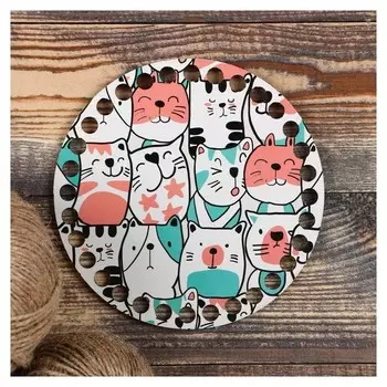 Заготовка для вязания "Круг зверята аниме", донышко двп, размер 15 см