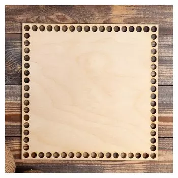 Заготовка для вязания "Квадрат", донышко фанера 3 мм, 25 см, D=10мм