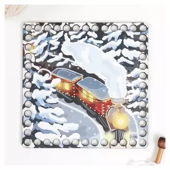 Заготовка для вязания "Квадрат. новогодний поезд" донышко 15 см