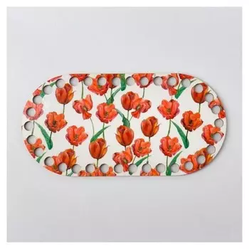 Заготовка для вязания "Овал параллельный. маки", донышко фанера, 20×10 см