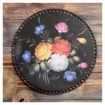 Заготовка для вязания "Жостовская роспись №2", донышко фанера 3 мм, 30 см, D=9мм