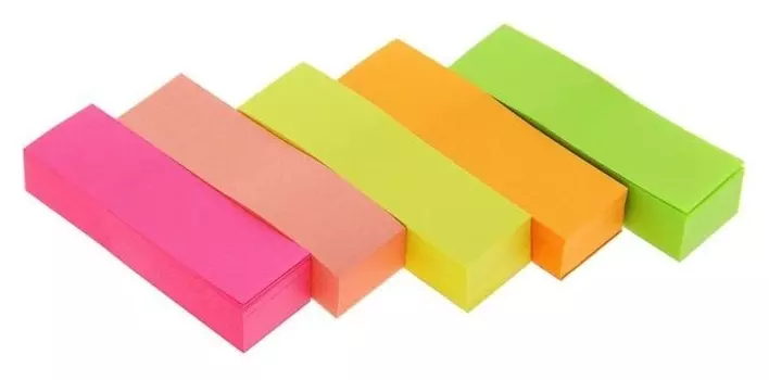 Закладки с клеевым краем 50 X 15 мм, 5 цветов по 100 листов, в пакете