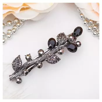 Заколка-автомат для волос "Драгоценная ветвь" серебристые лепестки